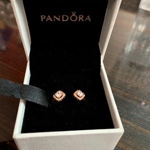 Pandora Rose Gold Square Sparkle Open Ring